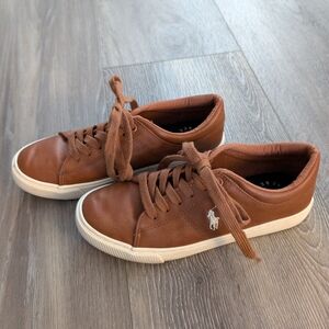 Boys Polo Ralph Lauren Tan Leather Sneakers